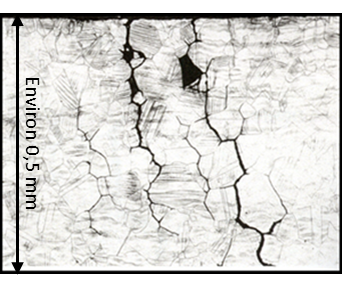 Illustration of SCC cracks on stainless steel